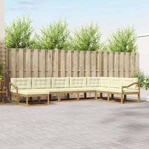 vidaXL Set de canapele de exterior 8 pcs Alb și crem imagine