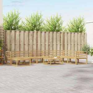 vidaXL Set de canapele de exterior 9 pcs Alb Lemn Solid de Acacia imagine
