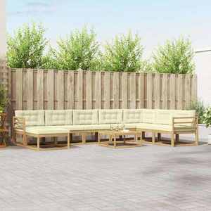 vidaXL Set de canapele de exterior 9 pcs Alb și crem imagine