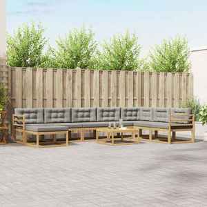 vidaXL Set de canapele de exterior 9 pcs Alb și gri deschis imagine