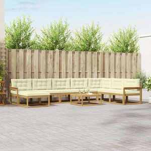 vidaXL Set de canapele de exterior 9 pcs Alb și crem imagine