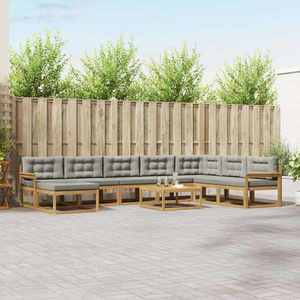 vidaXL Set de canapele de exterior 9 pcs Alb și gri deschis imagine