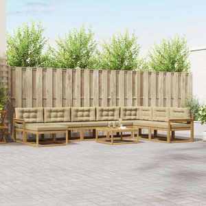 vidaXL Set de canapele de exterior 9 pcs Alb și Bej imagine
