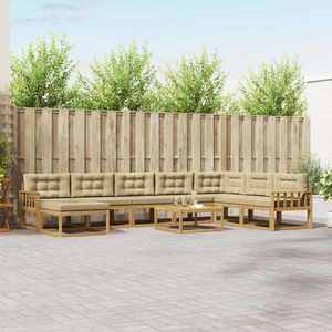 vidaXL Set de canapele de exterior 9 pcs Alb și Bej imagine