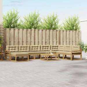 vidaXL Set de canapele de exterior 9 pcs Alb și Bej imagine