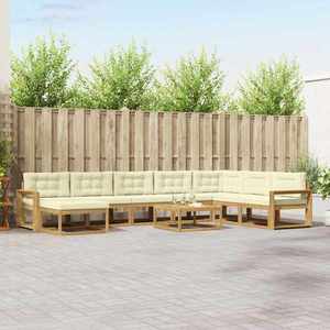 vidaXL Set de canapele de exterior 9 pcs Alb și crem imagine