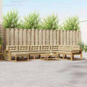 vidaXL Set de canapele de exterior 9 pcs Alb și Bej imagine
