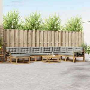 vidaXL Set de canapele de exterior 9 pcs Alb și gri deschis imagine