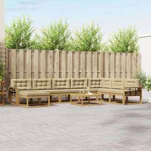 vidaXL Set de canapele de exterior 9 pcs Alb și Bej imagine