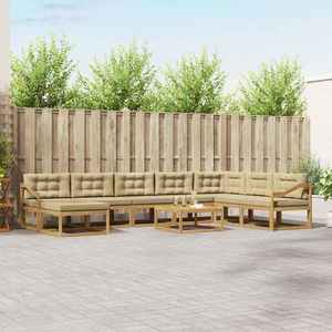 vidaXL Set de canapele de exterior 9 pcs Alb și Bej imagine