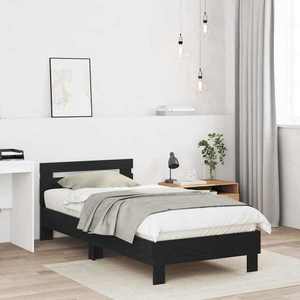 vidaXL Cadru de Pat cu Tăblie Stejar Negru 80 x 200 cm Lemn prelucrat imagine