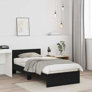 vidaXL Cadru de Pat cu Tăblie Stejar Negru 80 x 200 cm Lemn prelucrat imagine