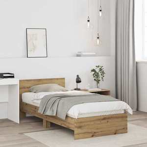 vidaXL Cadru de Pat cu Tăblie Stejar Artizanal 80 x 200 cm imagine