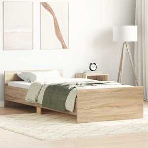 vidaXL Cadru de Pat cu Tăblie Stejar Sonoma 80 x 200 cm Lemn prelucrat imagine