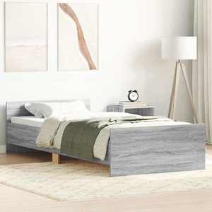 vidaXL Cadru de Pat cu Tăblie Sonoma gri 80 x 200 cm Lemn prelucrat imagine