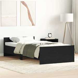 vidaXL Cadru de Pat cu Tăblie Stejar Negru 80 x 200 cm Lemn prelucrat imagine