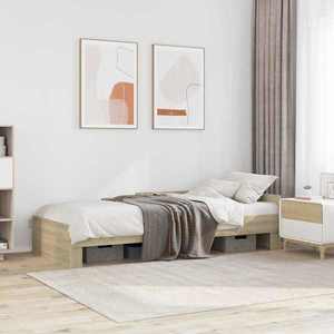 vidaXL Cadru de Pat cu Tăblie Stejar Sonoma 80 x 200 cm Lemn prelucrat imagine