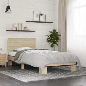 vidaXL Cadru de Pat cu Tăblie Stejar Sonoma 80 x 200 cm Lemn prelucrat imagine