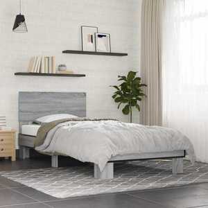 vidaXL Cadru de Pat cu Tăblie Sonoma gri 80 x 200 cm Lemn prelucrat imagine