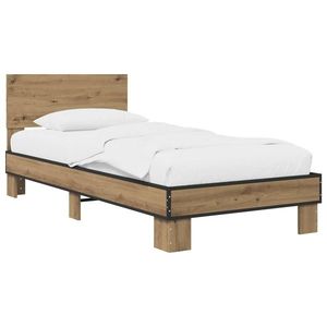 vidaXL Cadru de Pat cu Tăblie Stejar Artizanal 80 x 200 cm imagine