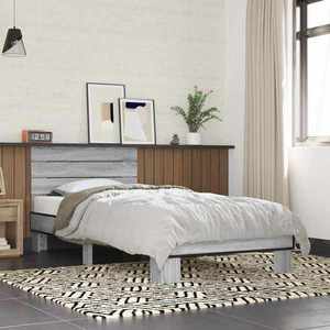 vidaXL Cadru de Pat cu Tăblie Sonoma gri 80 x 200 cm Lemn prelucrat imagine