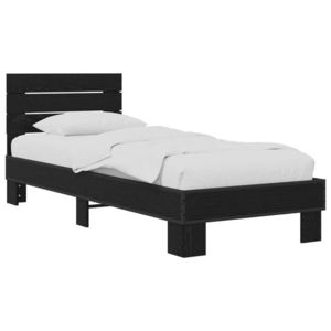 vidaXL Cadru de Pat cu Tăblie Stejar Negru 80 x 200 cm Lemn prelucrat imagine