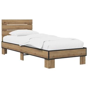 vidaXL Cadru de Pat cu Tăblie Stejar Artizanal 80 x 200 cm imagine
