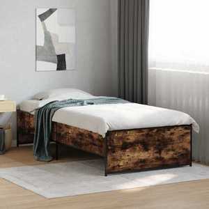 vidaXL Cadru de pat Stejar fumuriu 80 x 200 cm Lemn prelucrat imagine