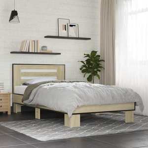 vidaXL Cadru de Pat cu Tăblie Stejar Sonoma 80 x 200 cm Lemn prelucrat imagine