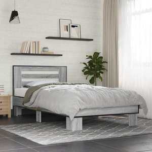 vidaXL Cadru de Pat cu Tăblie Sonoma gri 80 x 200 cm Lemn prelucrat imagine
