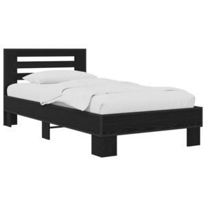 vidaXL Cadru de Pat cu Tăblie Stejar Negru 80 x 200 cm Lemn prelucrat imagine