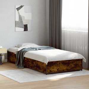 vidaXL Cadru de pat Stejar fumuriu 80 x 200 cm Lemn prelucrat imagine