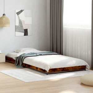 vidaXL Cadru de pat Stejar fumuriu 80 x 200 cm Lemn prelucrat imagine