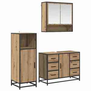 vidaXL Set de mobilier pentru baie cu sertar 3 pcs Stejar Artizanal imagine