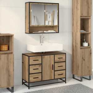 vidaXL Set de mobilier pentru baie cu sertar 2 pcs Stejar Artizanal imagine