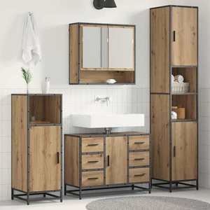 vidaXL Set de mobilier pentru baie cu sertar 4 pcs Stejar Artizanal imagine