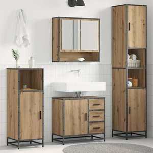 vidaXL Set de mobilier pentru baie cu sertar 4 pcs Stejar Artizanal imagine