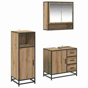 vidaXL Set de mobilier pentru baie cu sertar 3 pcs Stejar Artizanal imagine