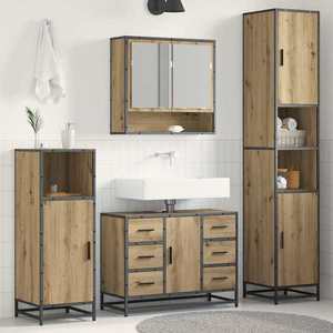 vidaXL Set de mobilier pentru baie cu sertar 3 pcs Stejar Artizanal imagine