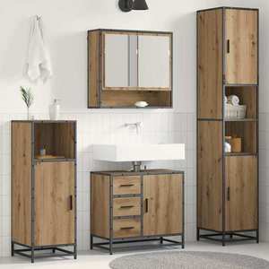 vidaXL Set de mobilier pentru baie cu sertar 3 pcs Stejar Artizanal imagine