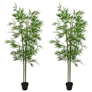 vidaXL Copac Bambus Artificial 2 pcs Verde 60 x 18 x 190 cm imagine
