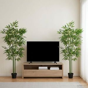 vidaXL Copac Bambus Artificial 2 pcs Verde 45 x 18 x 175 cm imagine