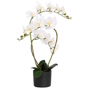 vidaXL Plantă de orhidee artificială cu ghiveci Alb 45 x 15 x 65 cm imagine