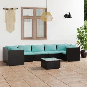 vidaXL Set mobilier de grădină cu perne, 8 piese, negru, poliratan imagine