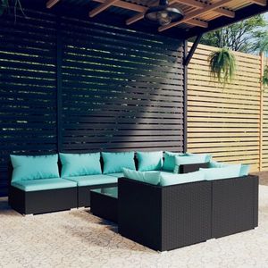 vidaXL Set mobilier de grădină cu perne, 8 piese, negru, poliratan imagine