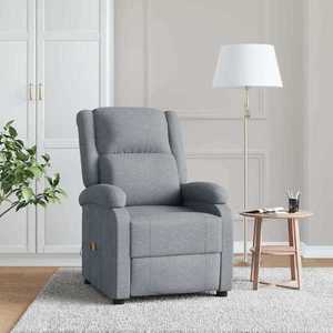 vidaXL Fotoliu de masaj, gri deschis, material textil imagine