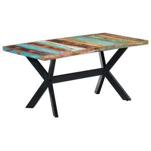 vidaXL Masă de bucătărie, 160 x 80 x 75 cm, lemn masiv reciclat imagine