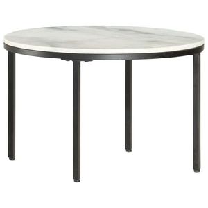vidaXL Măsuță de cafea, alb și negru, Ø65 cm, marmură naturală imagine