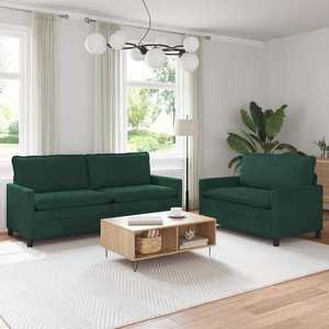 vidaXL Set de canapea 2 pcs Verde închis Catifea imagine