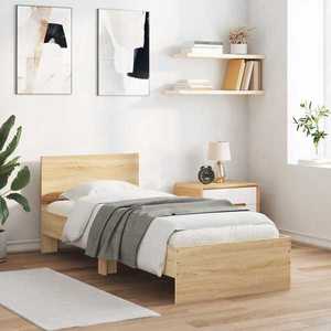 vidaXL Cadru de pat cu LED Stejar Sonoma 80 x 200 cm Lemn prelucrat imagine